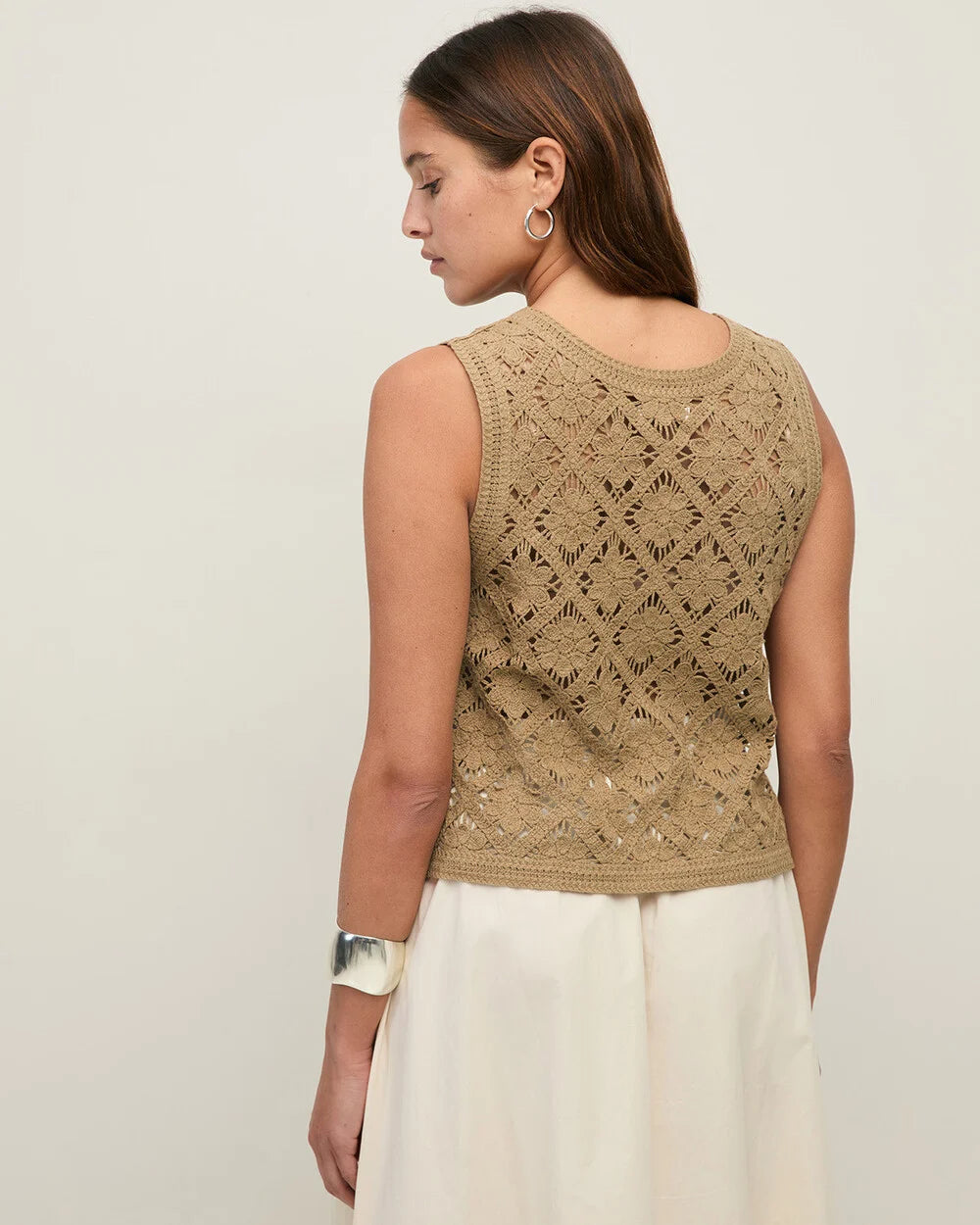 YERSE - Crochet Vest in Hunter Green