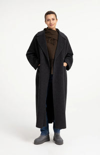 YAYA - Scarf Wrap with Twisted Fringes in Slate Black Brown