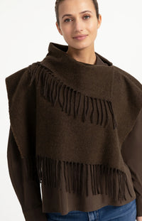 YAYA - Scarf Wrap with Twisted Fringes in Slate Black Brown