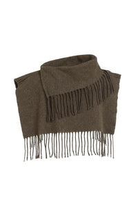 YAYA - Scarf Wrap with Twisted Fringes in Slate Black Brown
