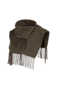 YAYA - Scarf Wrap with Twisted Fringes in Slate Black Brown