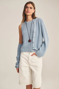 Velvet - Mirae - Pima Cotton Cardigan in Stream