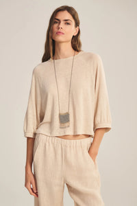 Velvet - Shelly - Linen Knit Top in Sand Castle