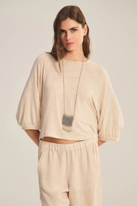 Velvet - Shelly - Linen Knit Top in Sand Castle