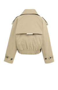 YAYA - Short Woven Trenchcoat Bomber Jacket in Khaki Green