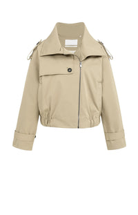 YAYA - Short Woven Trenchcoat Bomber Jacket in Khaki Green