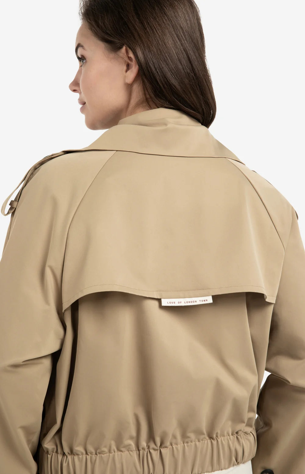 YAYA - Short Woven Trenchcoat Bomber Jacket in Khaki Green