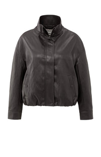 YAYA - Short Faux Leather Jacket in Anthracite Brown