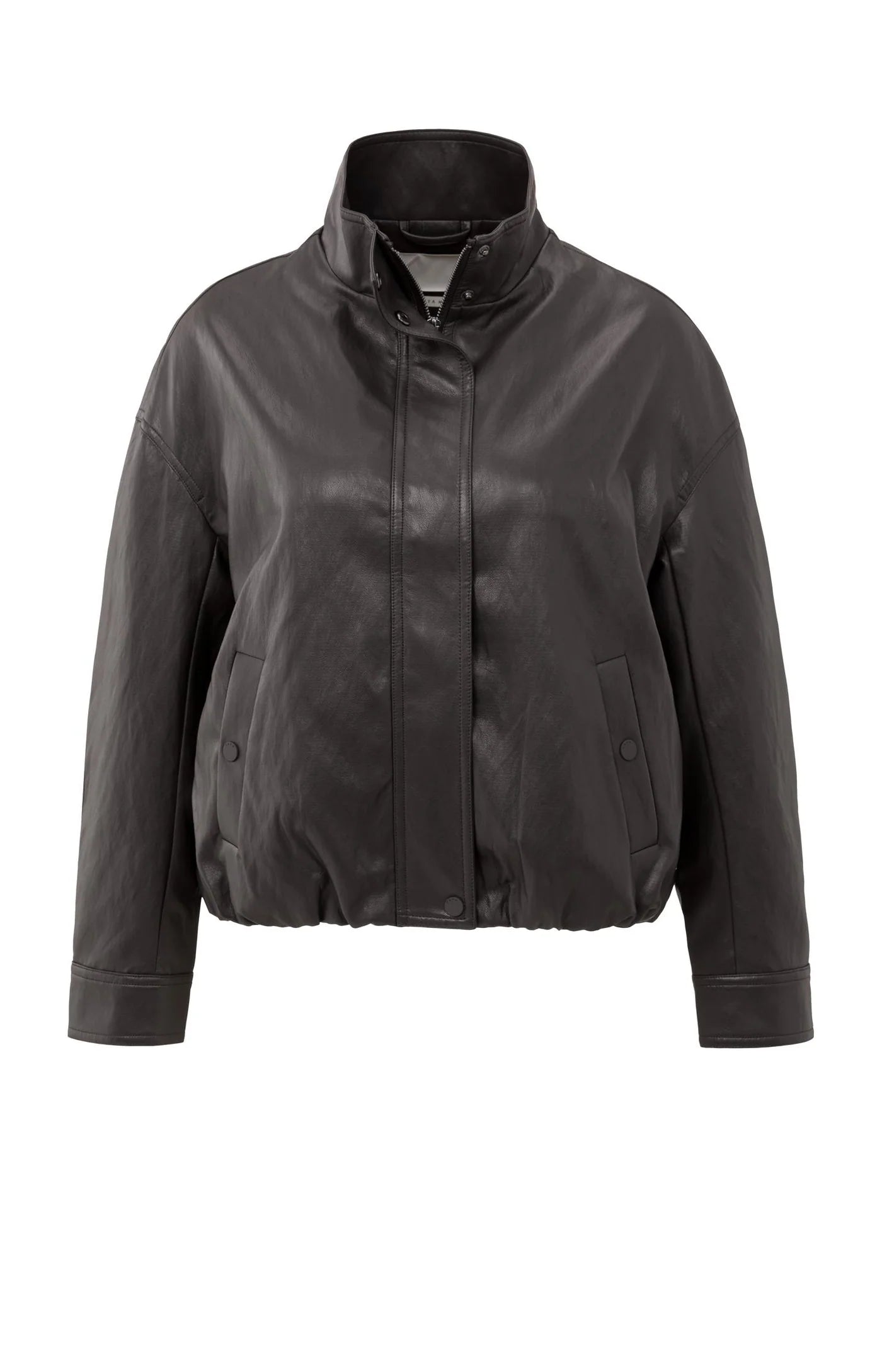 YAYA - Short Faux Leather Jacket in Anthracite Brown