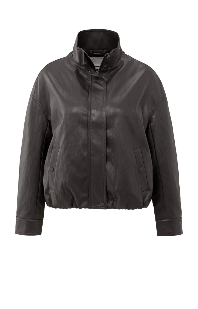 YAYA - Short Faux Leather Jacket in Anthracite Brown