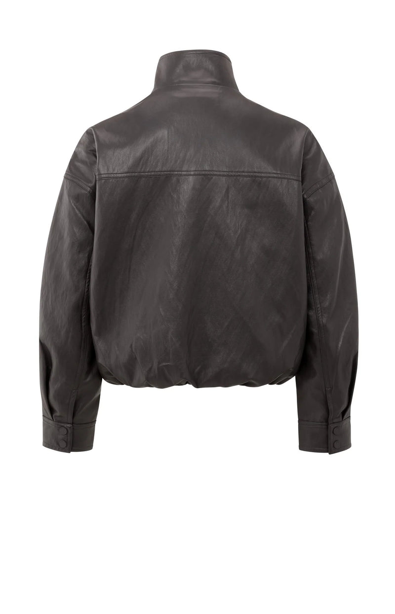 YAYA - Short Faux Leather Jacket in Anthracite Brown