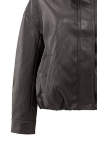 YAYA - Short Faux Leather Jacket in Anthracite Brown