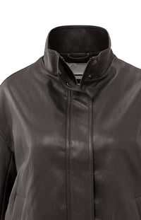 YAYA - Short Faux Leather Jacket in Anthracite Brown