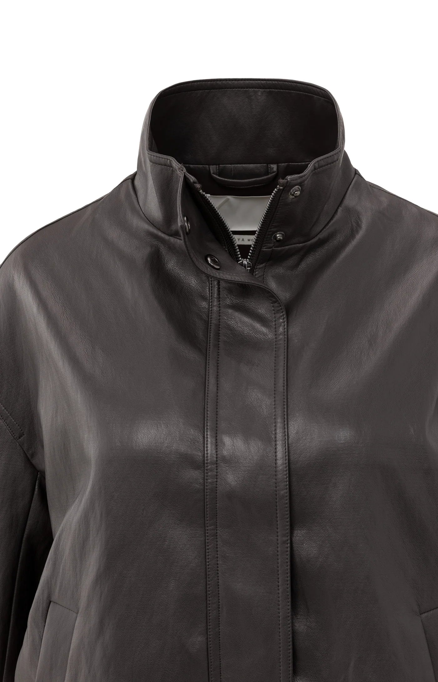 YAYA - Short Faux Leather Jacket in Anthracite Brown