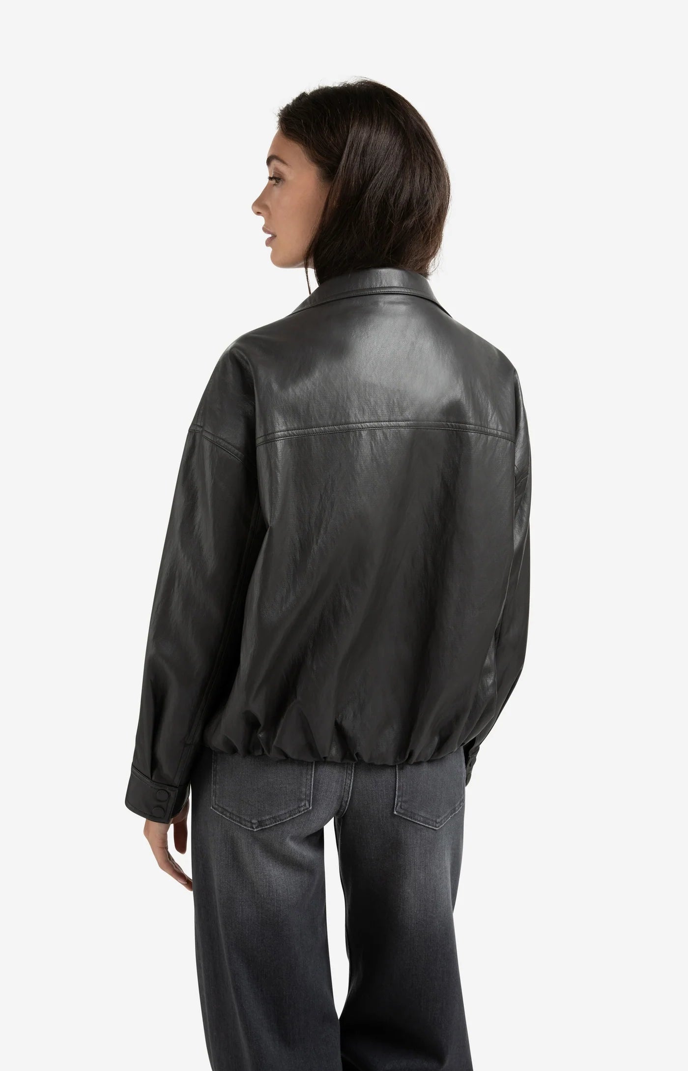 YAYA - Short Faux Leather Jacket in Anthracite Brown