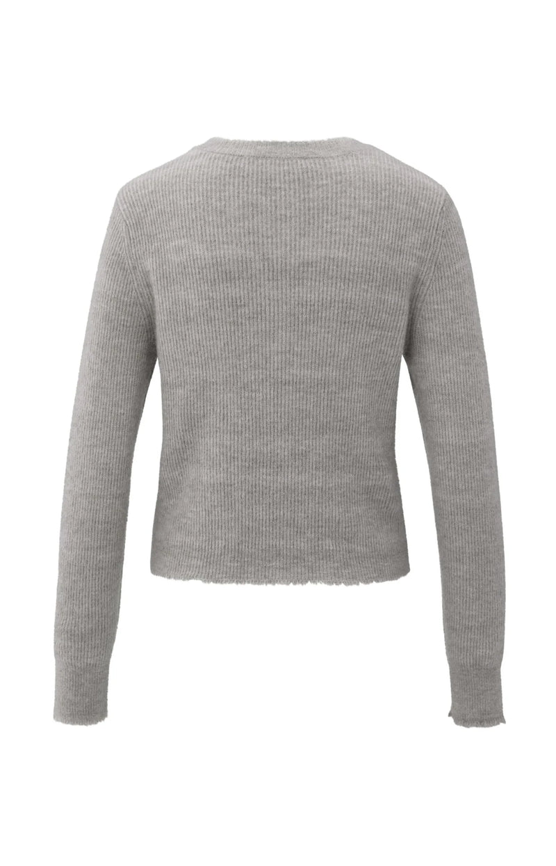 YAYA - Cardigan with Trim Detail in Taupe Grey Melange