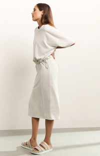 YAYA - Short Sleeve Sweatshirt with Cords in Grey Melange