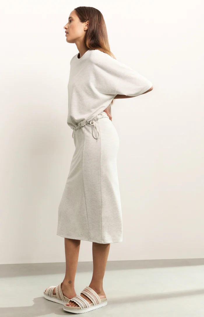 YAYA - Short Sleeve Sweatshirt with Cords in Grey Melange