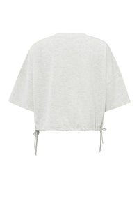 YAYA - Short Sleeve Sweatshirt with Cords in Grey Melange