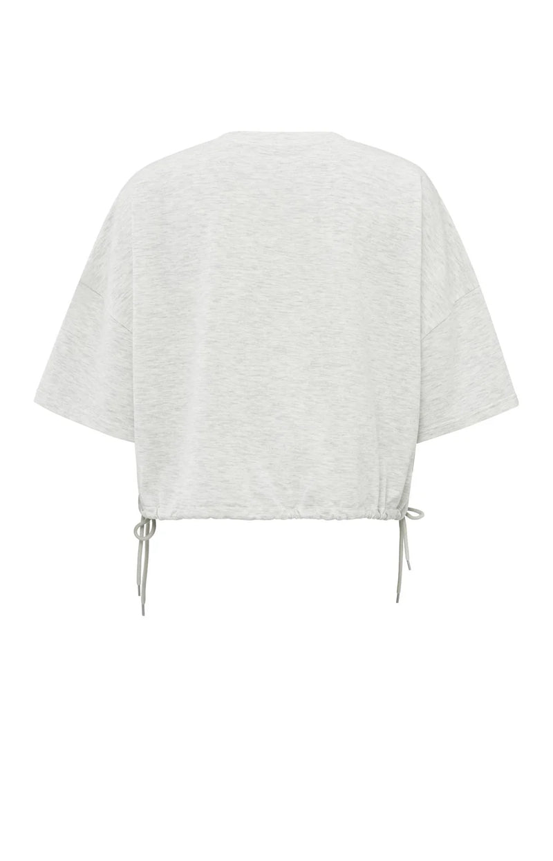 YAYA - Short Sleeve Sweatshirt with Cords in Grey Melange