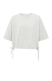 YAYA - Short Sleeve Sweatshirt with Cords in Grey Melange