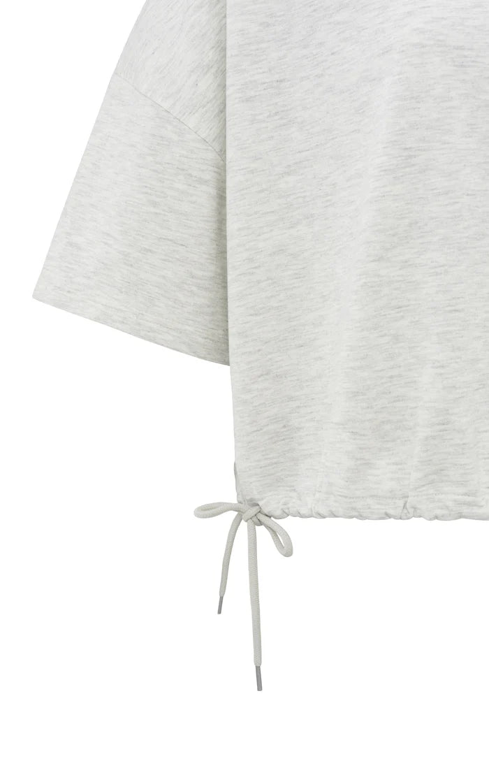 YAYA - Short Sleeve Sweatshirt with Cords in Grey Melange