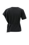 YAYA - Short Sleeve Top with Tie Detail and Fabric Mix in Black