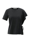 YAYA - Short Sleeve Top with Tie Detail and Fabric Mix in Black