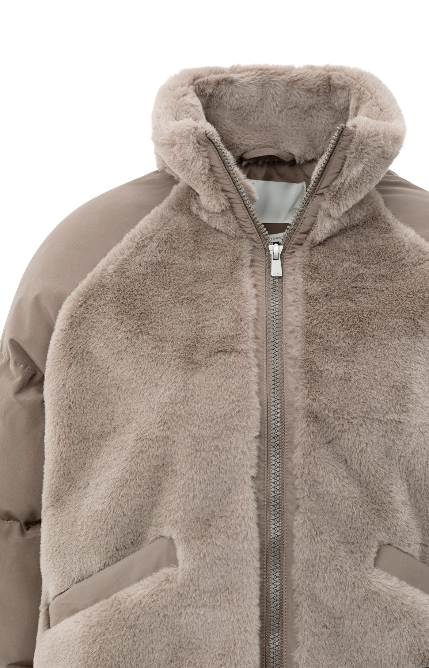 YAYA - Short Teddy Jacket with Padded Sleeves in Brown