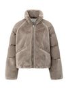 YAYA - Short Teddy Jacket with Padded Sleeves in Brown