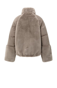 YAYA - Short Teddy Jacket with Padded Sleeves in Brown