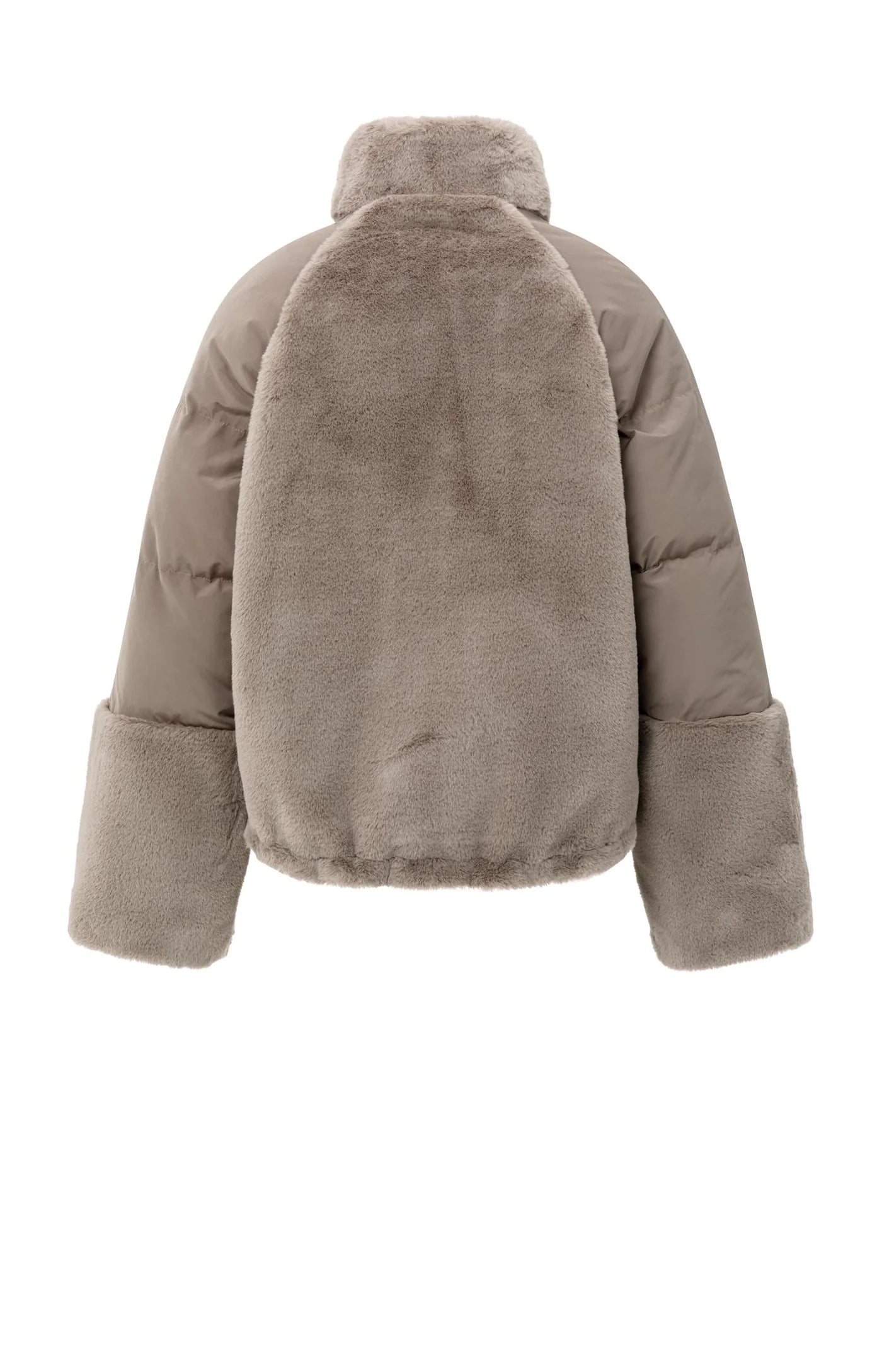 YAYA - Short Teddy Jacket with Padded Sleeves in Brown