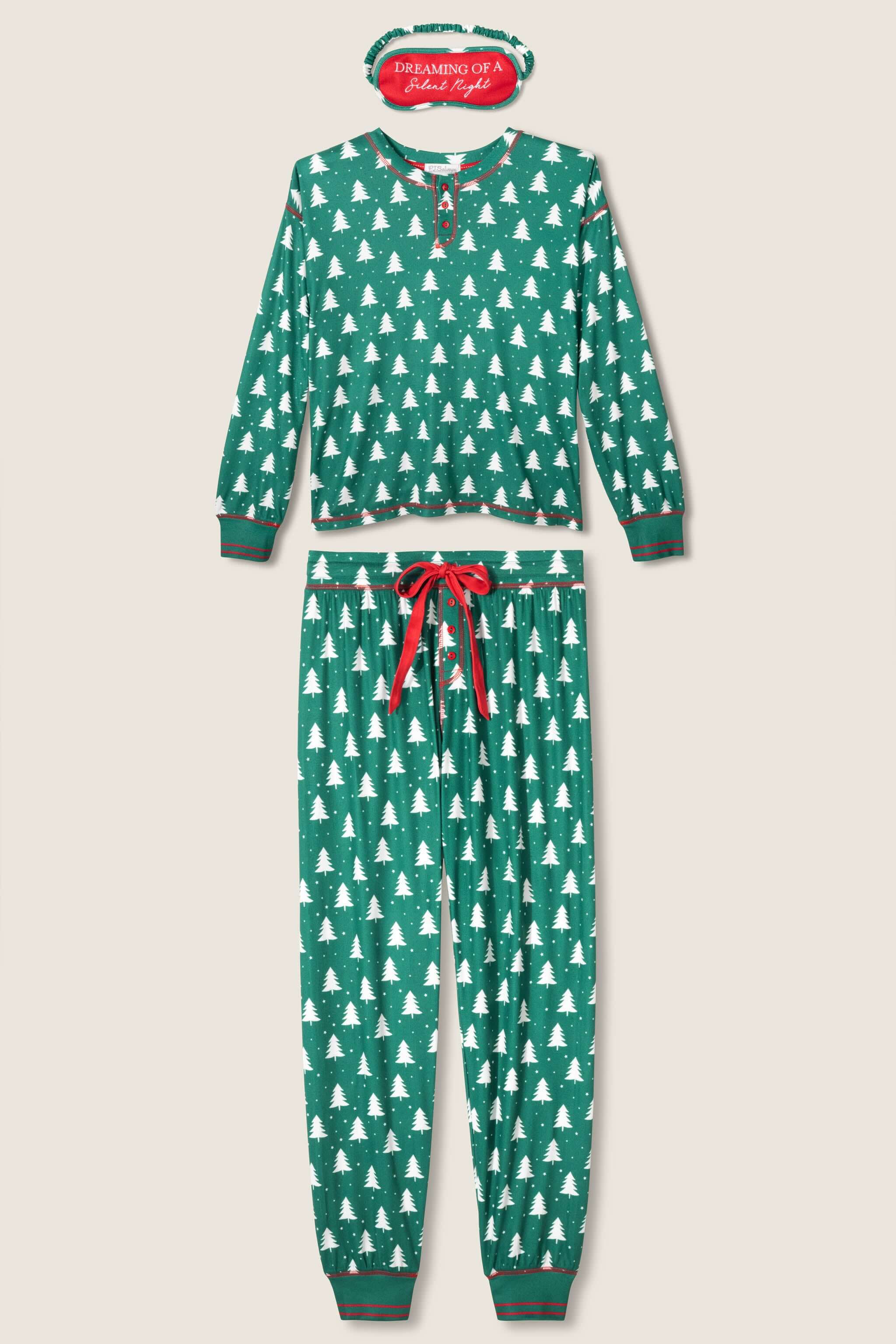 P.J. Salvage - Pointelle Silent Night PJ Set in Forest Green