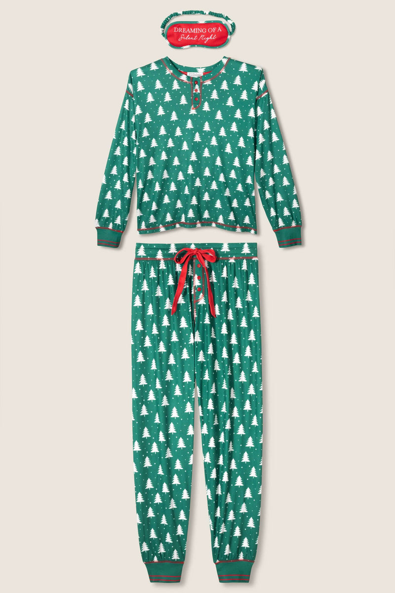 P.J. Salvage - Pointelle Silent Night PJ Set in Forest Green
