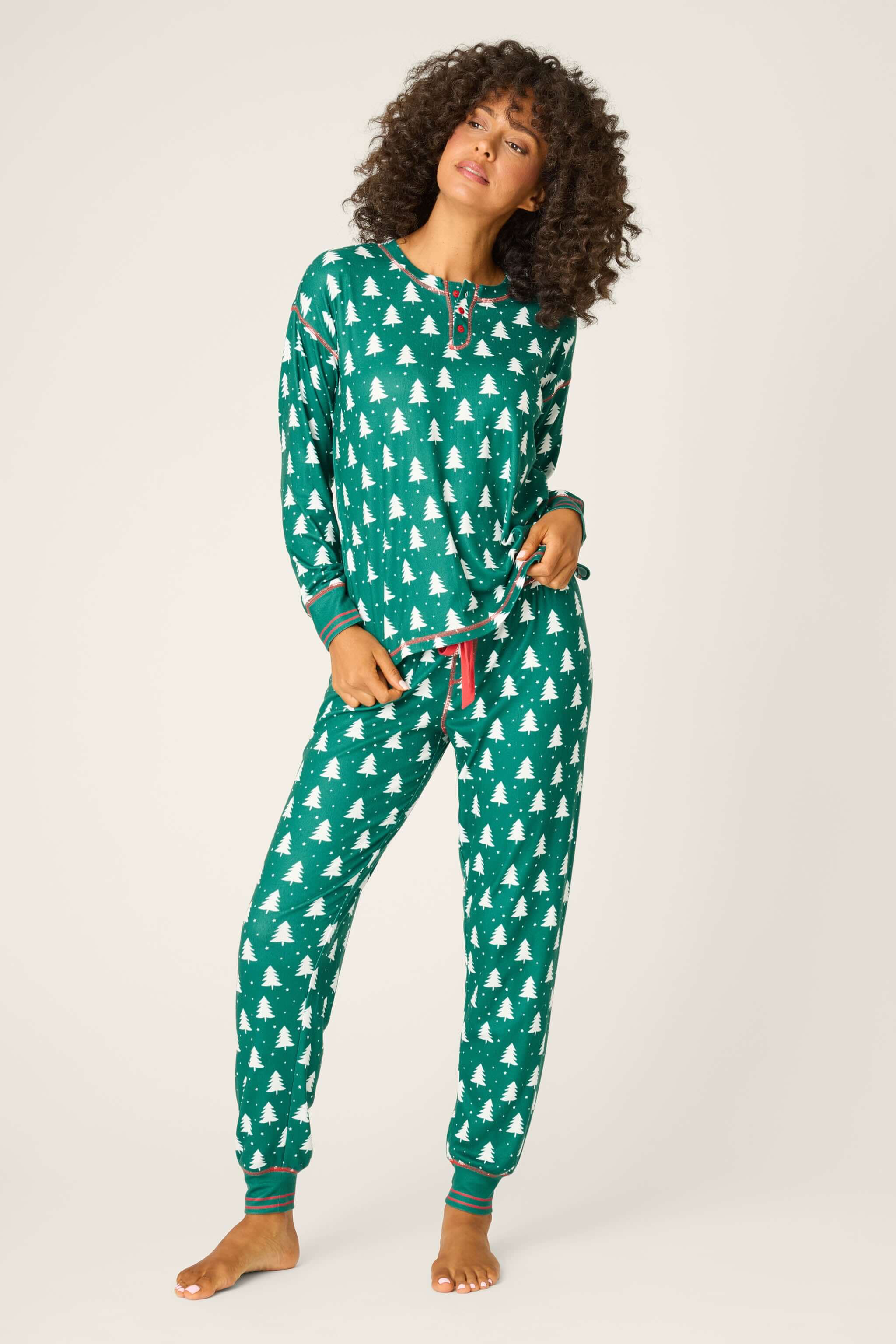 P.J. Salvage - Pointelle Silent Night PJ Set in Forest Green