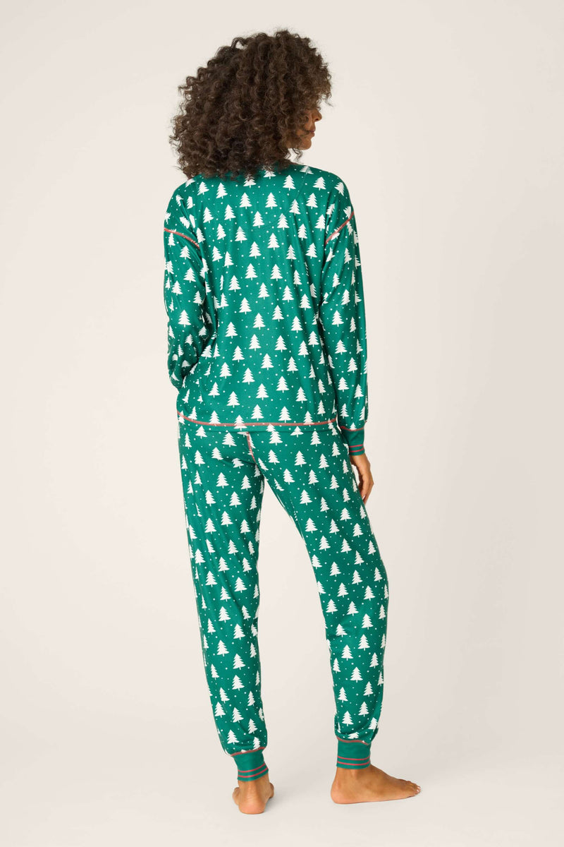 P.J. Salvage - Pointelle Silent Night PJ Set in Forest Green