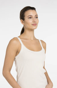 YAYA - Singlet with Mesh Edge in Creme Beige
