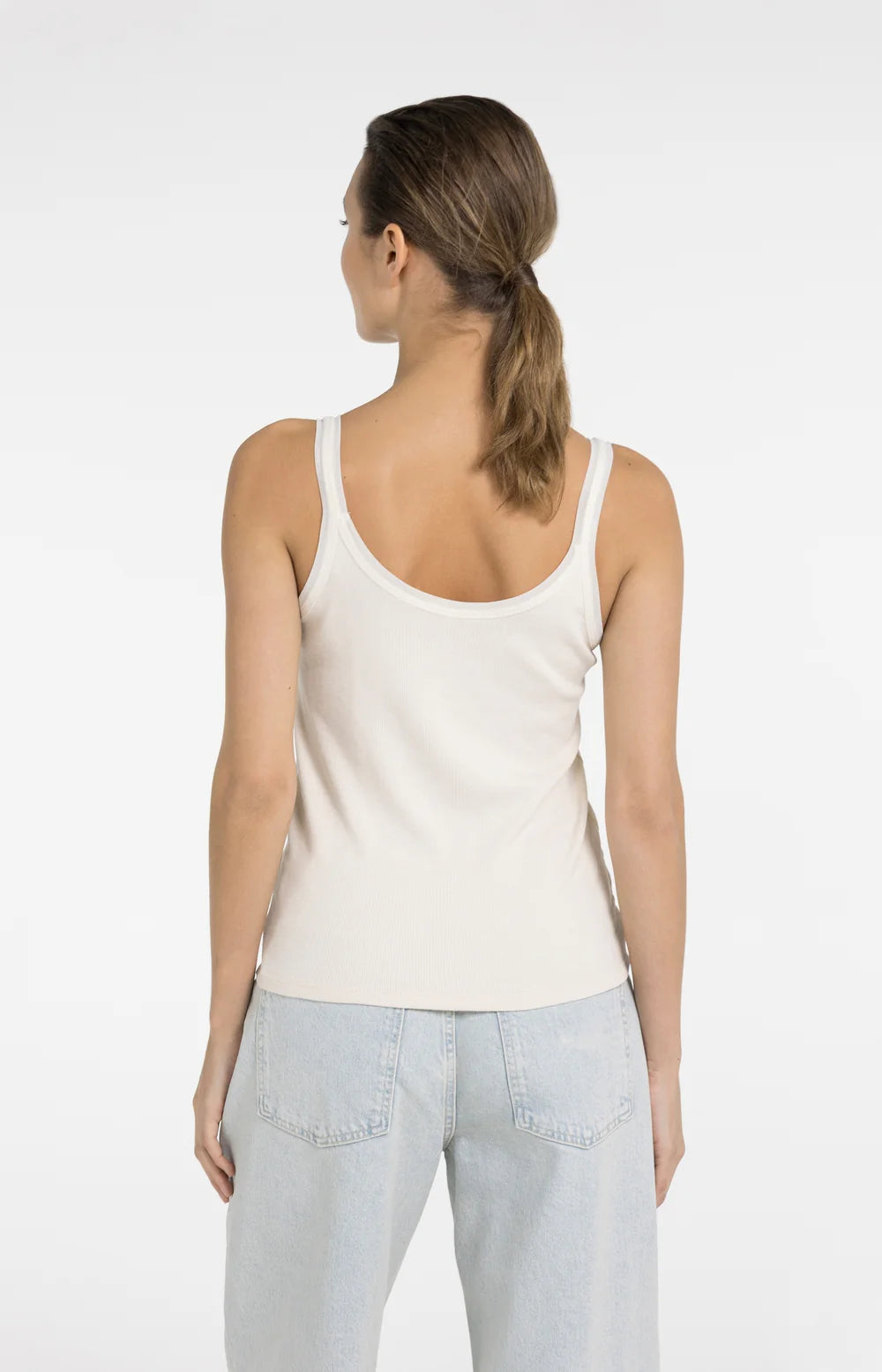 YAYA - Singlet with Mesh Edge in Creme Beige