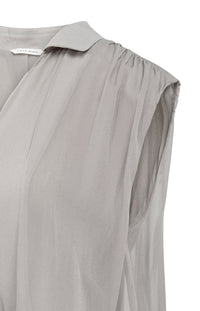 YAYA - Sleeveless Blouse with Tie Detail in Storm Cloud Grey