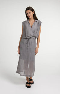YAYA - Sleeveless Blouse with Tie Detail in Storm Cloud Grey