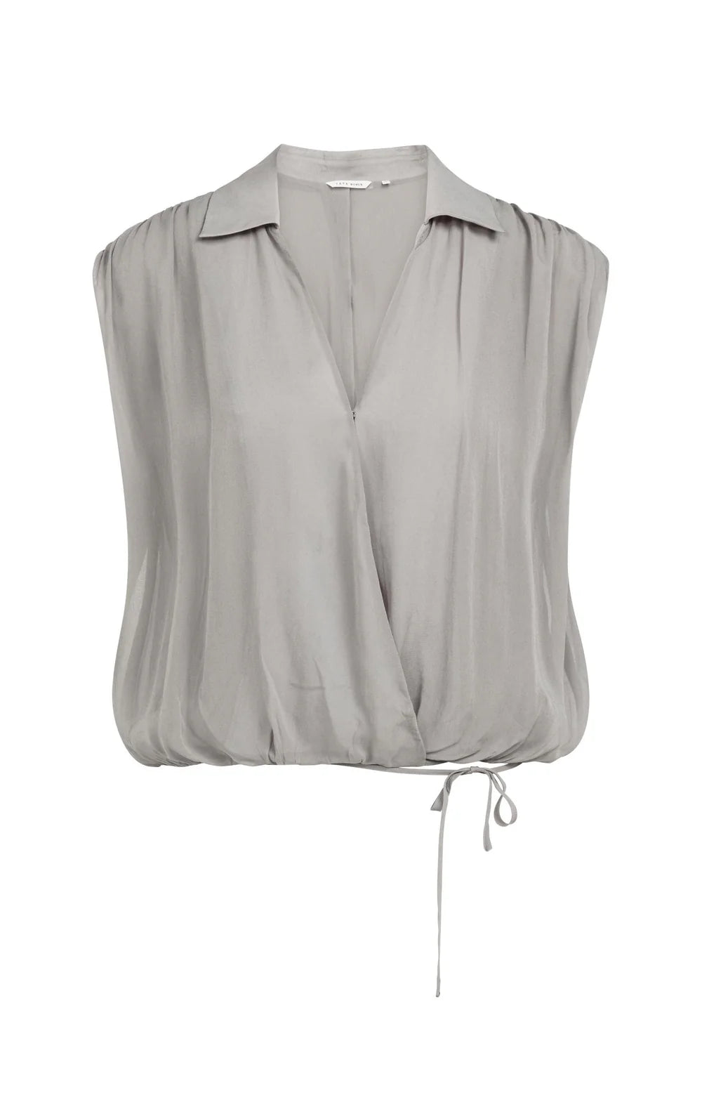YAYA - Sleeveless Blouse with Tie Detail in Storm Cloud Grey