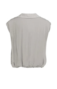 YAYA - Sleeveless Blouse with Tie Detail in Storm Cloud Grey