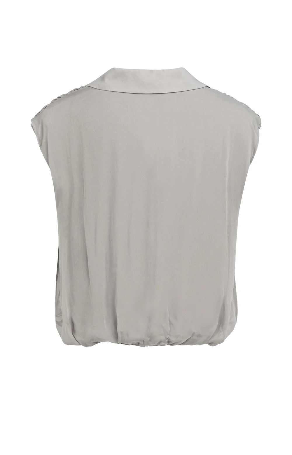 YAYA - Sleeveless Blouse with Tie Detail in Storm Cloud Grey