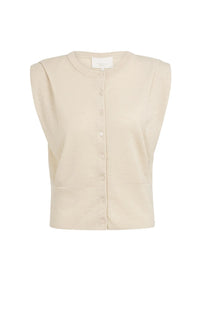 YAYA - Sleeveless Cardigan with Shoulder Detail in Cloud Creme White