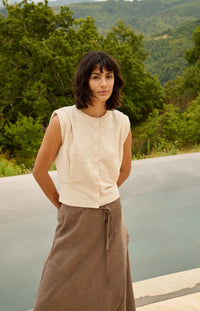YAYA - Sleeveless Cardigan with Shoulder Detail in Cloud Creme White