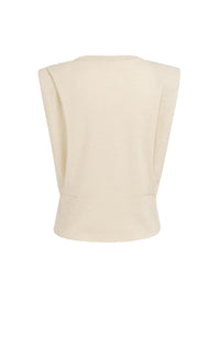 YAYA - Sleeveless Cardigan with Shoulder Detail in Cloud Creme White