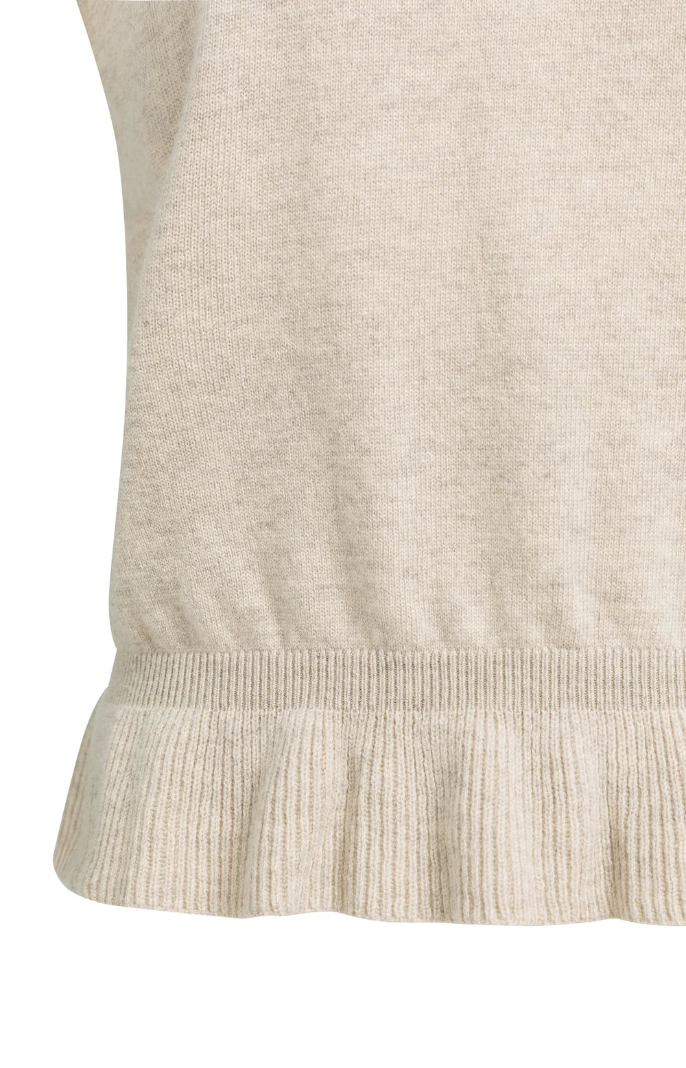 YAYA - Sleeveless Sweater with Ruffle Hem in Light Beige Melange