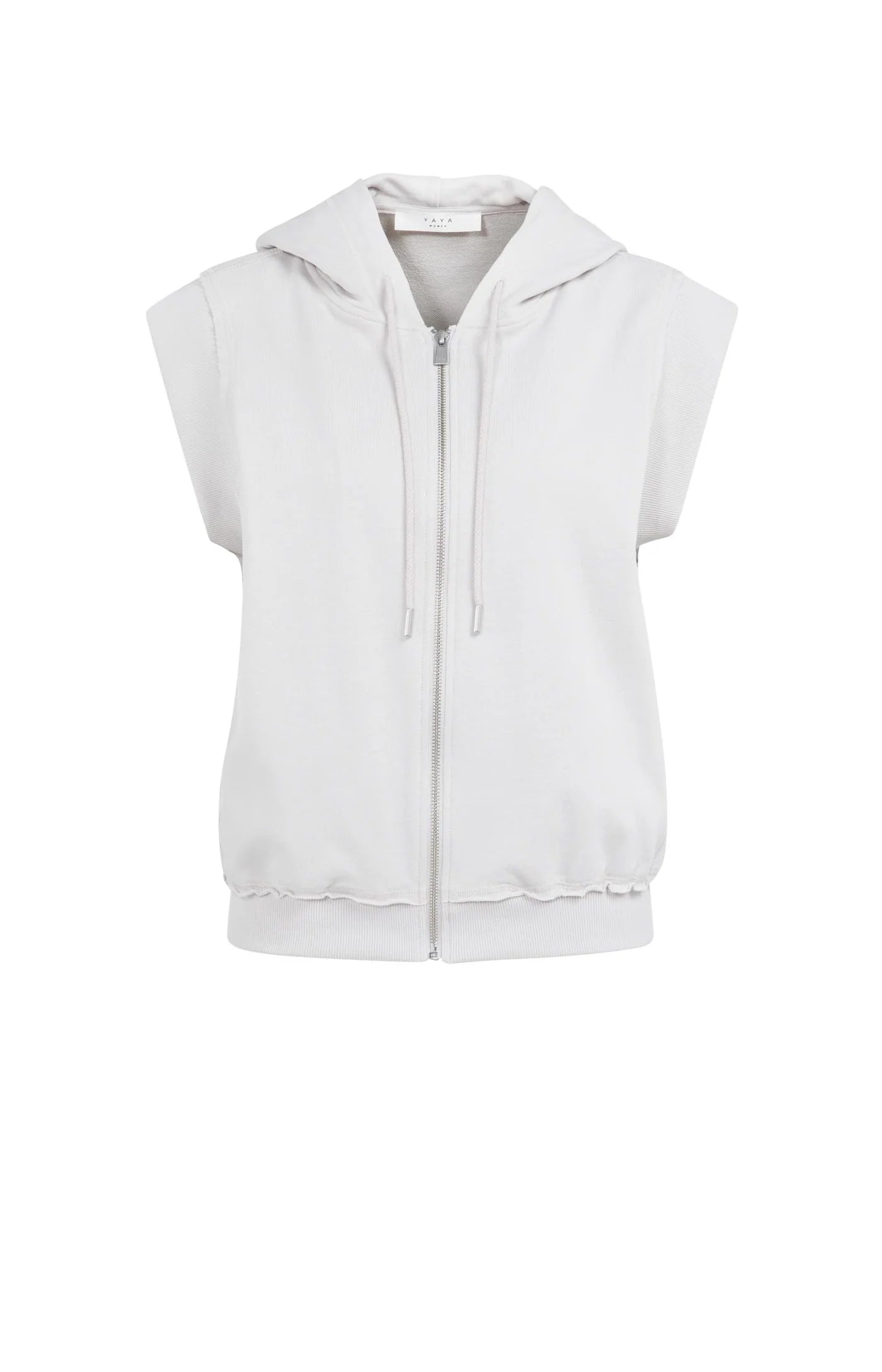 YAYA - Sleeveless Hoodie with Cords in Temple Grey