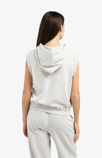 YAYA - Sleeveless Hoodie with Cords in Temple Grey
