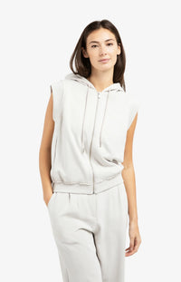 YAYA - Sleeveless Hoodie with Cords in Temple Grey